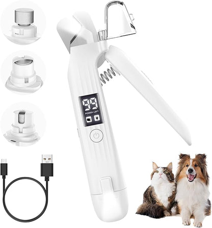 PawPerfect™ 2-in-1 Electric Pet Nail Trimmer & Grinder – LED Light Grooming for Dogs & Cats