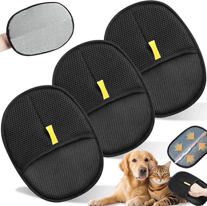 2/5x Pet Grooming Gloves with Static Dusting Brush – Groom, Massage & Remove Hair Effortlessly