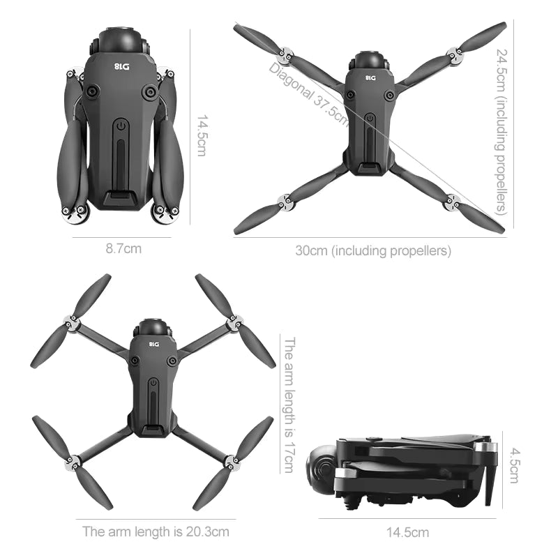 Lenovo D18 8K HD Quadcopter Drone – Dual Camera, GPS, Obstacle Avoidance, 5G WiFi