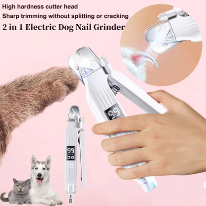 PawPerfect™ 2-in-1 Electric Pet Nail Trimmer & Grinder – LED Light Grooming for Dogs & Cats