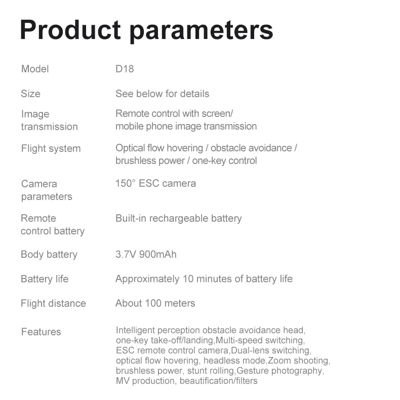 Lenovo D18 8K HD Quadcopter Drone – Dual Camera, GPS, Obstacle Avoidance, 5G WiFi