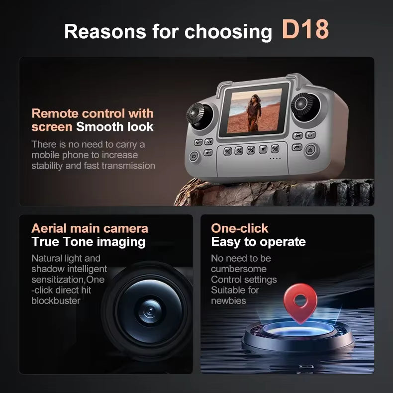 Lenovo D18 8K HD Quadcopter Drone – Dual Camera, GPS, Obstacle Avoidance, 5G WiFi