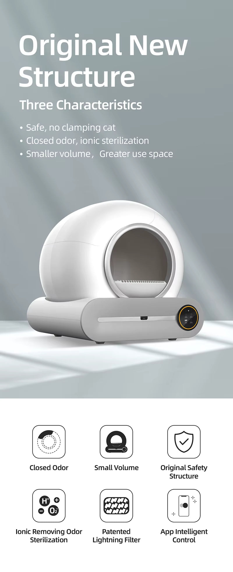 Tonepie 65L Automatic Smart Cat Litter Box – Self-Cleaning, App-Controlled, Fully Enclosed