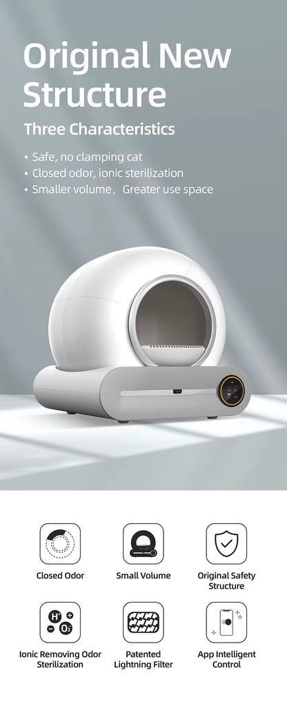 Tonepie 65L Automatic Smart Cat Litter Box – Self-Cleaning, App-Controlled, Fully Enclosed