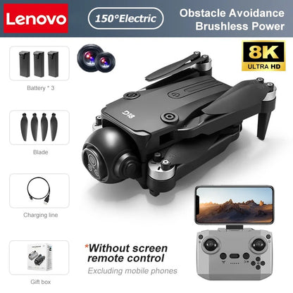Lenovo D18 8K HD Quadcopter Drone – Dual Camera, GPS, Obstacle Avoidance, 5G WiFi