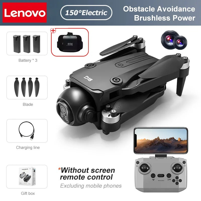 Lenovo D18 8K HD Quadcopter Drone – Dual Camera, GPS, Obstacle Avoidance, 5G WiFi