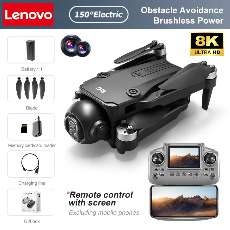 Lenovo D18 8K HD Quadcopter Drone – Dual Camera, GPS, Obstacle Avoidance, 5G WiFi