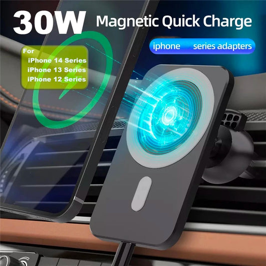 DriveMag™ 30W Magnetic Wireless Car Charger – Fast Qi Charging & 360° Adjustable Mount