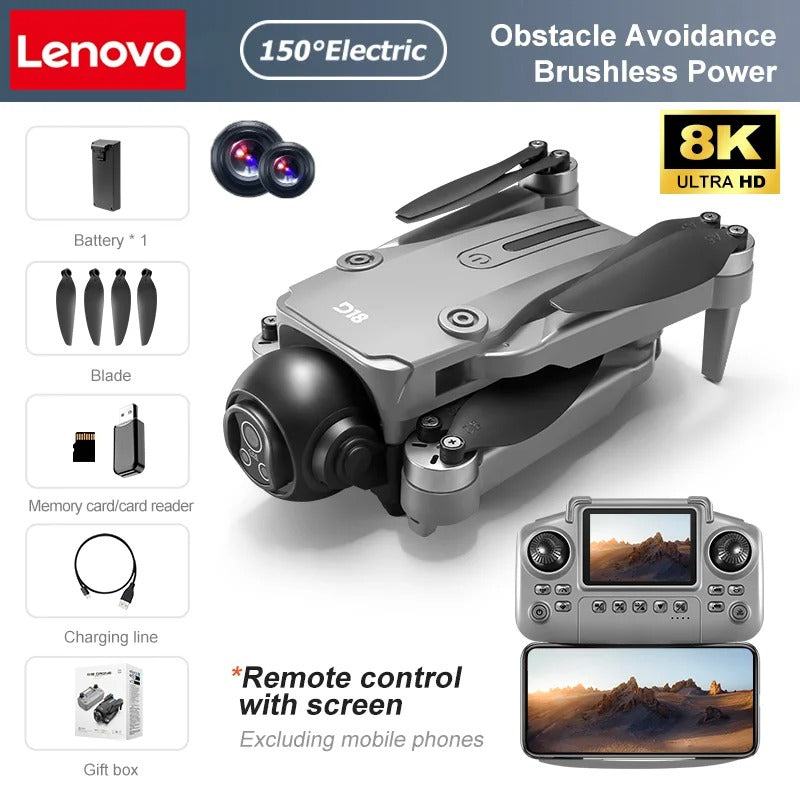 Lenovo D18 8K HD Quadcopter Drone – Dual Camera, GPS, Obstacle Avoidance, 5G WiFi