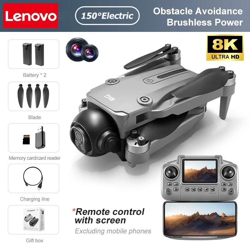 Lenovo D18 8K HD Quadcopter Drone – Dual Camera, GPS, Obstacle Avoidance, 5G WiFi