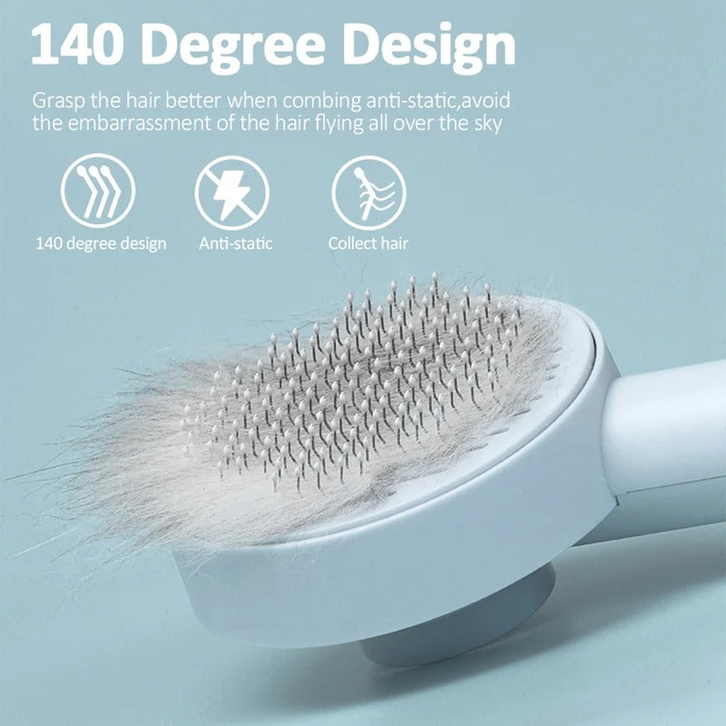 Cat & Dog Pet Hair Remover Grooming Comb – One-Key Clean Shedding Brush