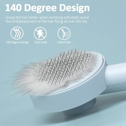 Cat & Dog Pet Hair Remover Grooming Comb – One-Key Clean Shedding Brush