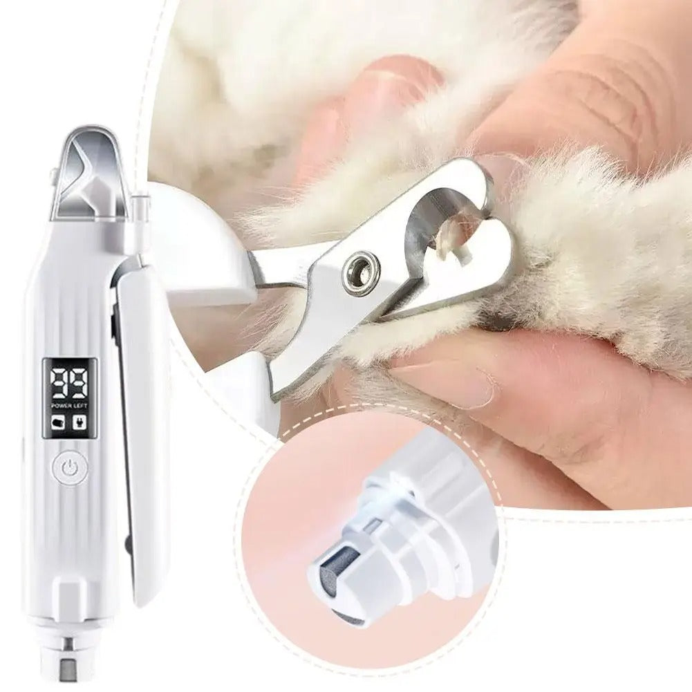 PawPerfect™ 2-in-1 Electric Pet Nail Trimmer & Grinder – LED Light Grooming for Dogs & Cats