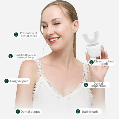 Sonic U-Shaped Electric Toothbrush – 360° Hands-Free Whitening & Cleaning
