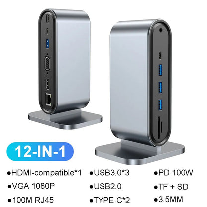 UltraHub™ 12-in-1 USB-C Docking Station – Power, Connect, & Expand Your Workspace