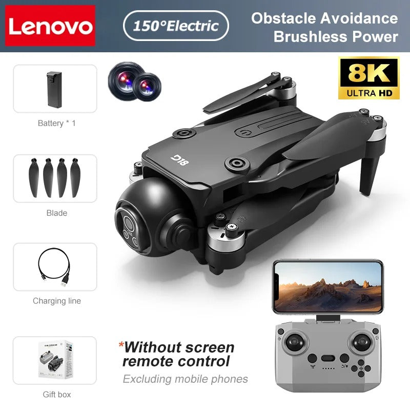 Lenovo D18 8K HD Quadcopter Drone – Dual Camera, GPS, Obstacle Avoidance, 5G WiFi